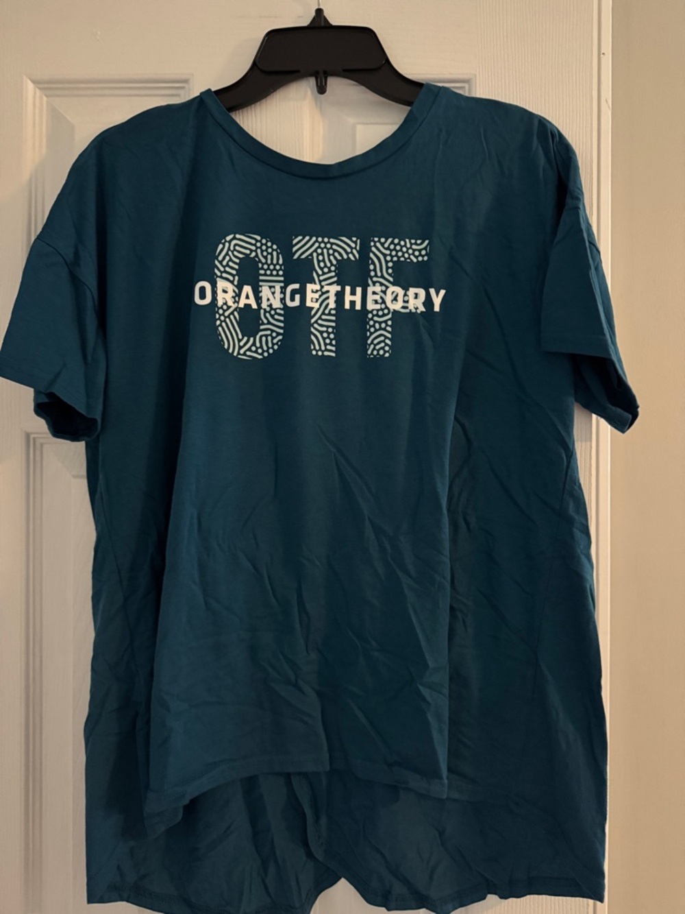 Orangetheory Teal Crewneck Tee with White OTF Print